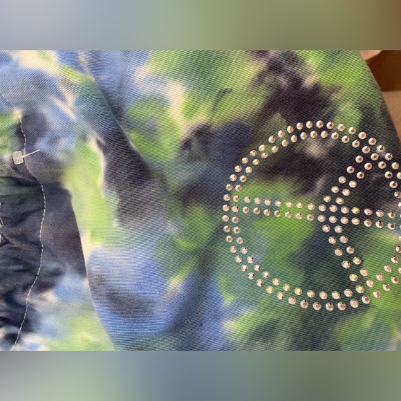 Undee Bandz blue green Tye Dye Peace Drawstring Bag - Picture 2 of 5